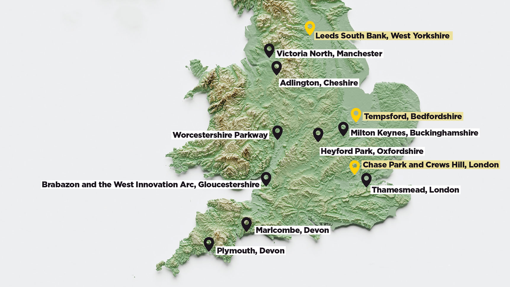 Map of new towns
